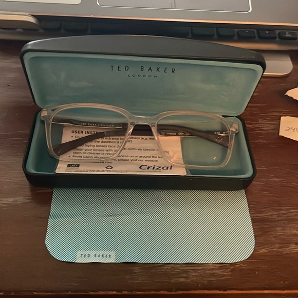 Ted Baker TFM008 Cry 56-17-140 Crystal silver clear full rim eyeglasses w/case - Picture 1 of 16